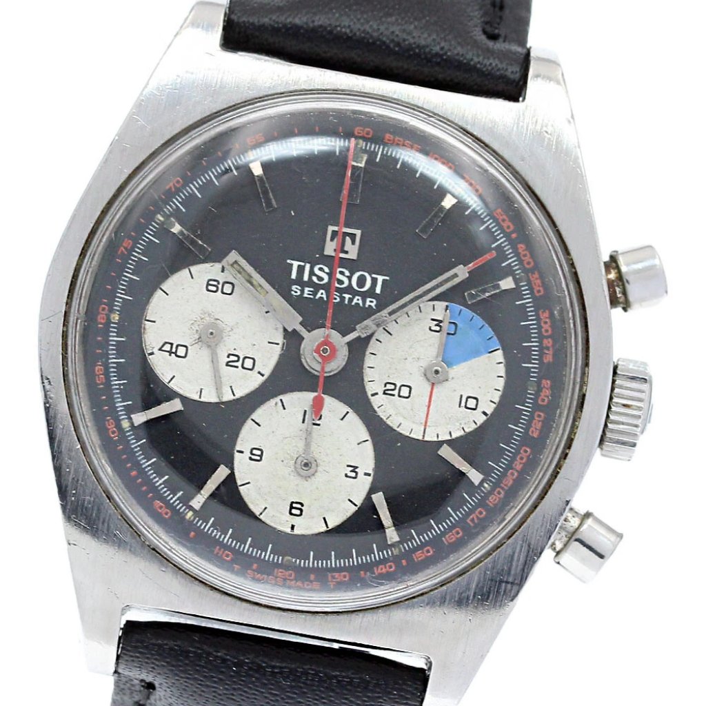 Tissot Sea Star 24234 Chronograph Black Dial Hand Winding Mens Watch